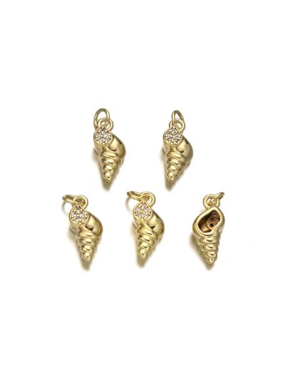 Dije Latón Dorado Charm 12mm Concha Caracol Espiral Brillantes. Venta por Unidad