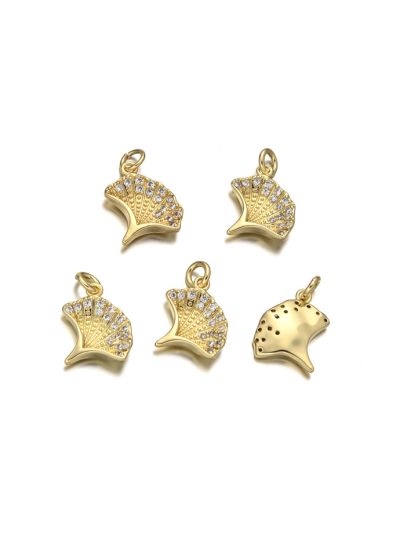 Dije Latón Dorado Charm 12mm Abanico Concha Marina. Venta por Unidad