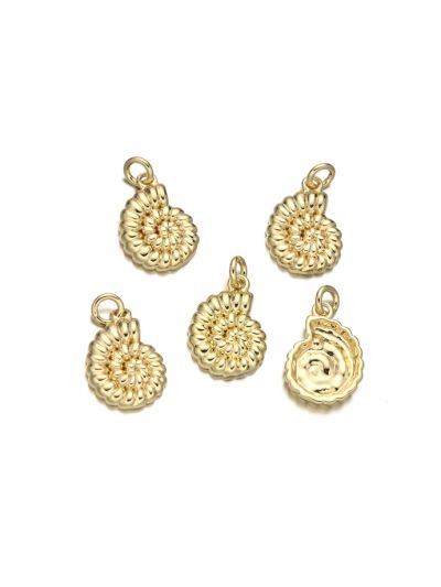 Dije Latón Dorado Charm 14mm Caracol Nautico. Venta por Unidad