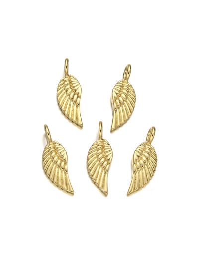 Dije Charm Latón 15mm Ala Dorada. Venta por Unidad