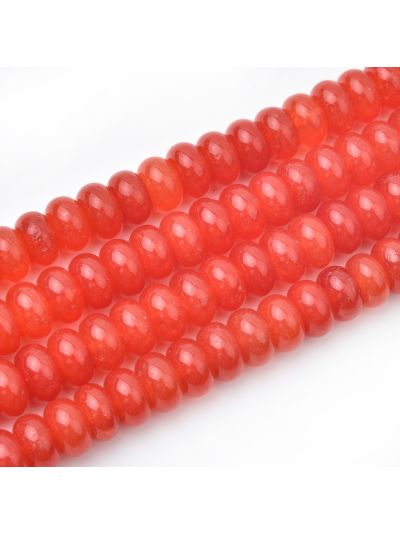 Rondela Disco Agata Rojo Coral (Tinte Calor) 6x10mm. Venta por 38cm
