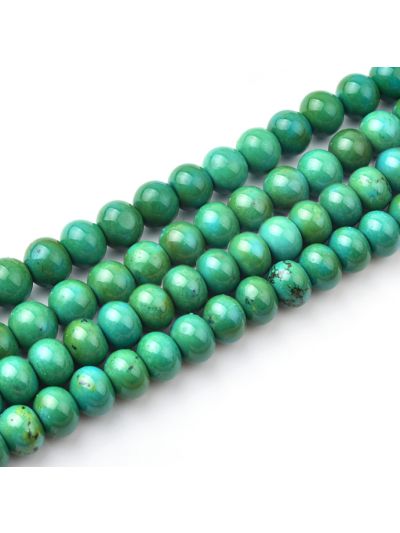 Rondela Disco Howlite Color Turquesa 10x12mm (Estabilizada). Venta por 38cm