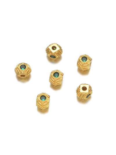 Separador 6mm Latón Dorado Mate Hexagono Brillante Verde Esmeralda. Venta por Unidad