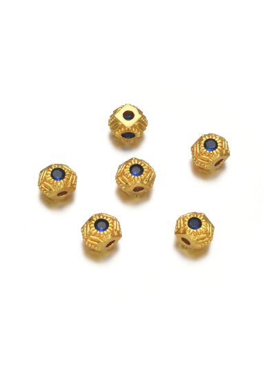 Separador 6mm Latón Dorado Mate Hexagono Brillante Azul Safiro. Venta por Unidad