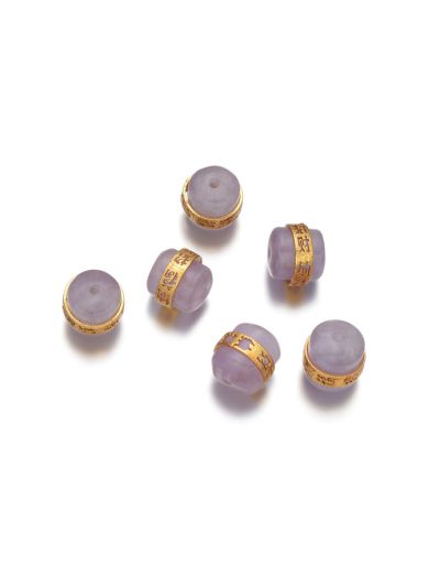 Separador 10mm Tubo Cilindro Amatista Banda Laton Dorado. Venta por Unidad