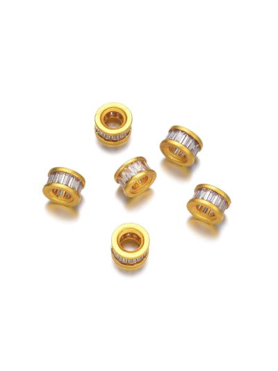 Separador 8mm Latón Dorado Cilindro Brillante Baguette Cristal. Venta por Unidad