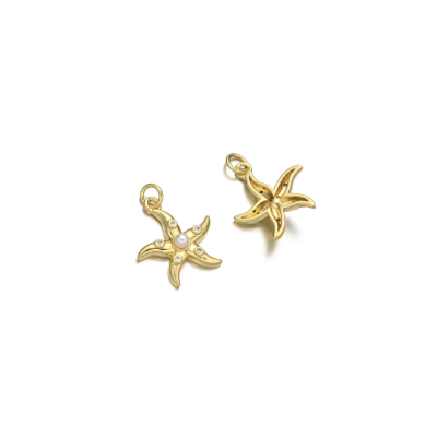 Dije Latón Dorado Charm Estrella mar W6031 17mm AAA e-coating Brillantes. Venta por Unidad