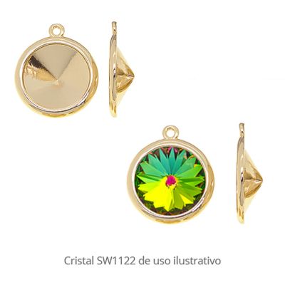 Base Latón Dorado e-coating Dije Para Swarovski® 1122 Rivoli 14mm. Venta por unidad
