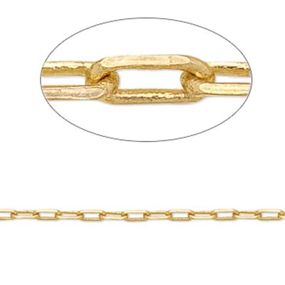 Cadena Latón Dorado AAA e-coating Rectangulo CH70 1.5x3.5mm. Venta por Metro