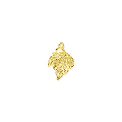 Dije Latón Dorado Charm Hoja Labrada 26mm. Venta por Unidad