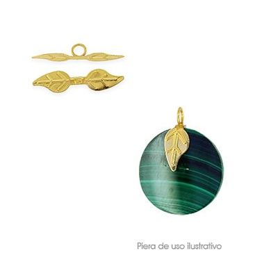 Pasacadena Latón Dorado Tallado Hoja C831 Vitrofusion 16x8mm. Venta por 12 Unidades