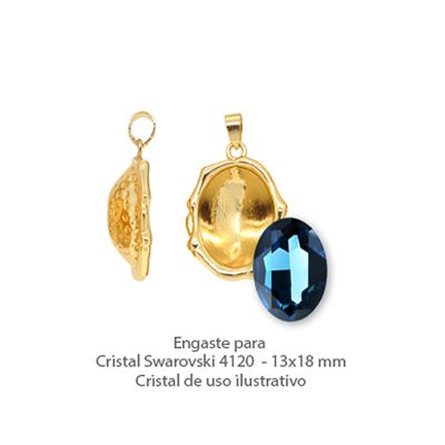 Dije Latón Dorado e-coating Base Para Swarovski® 4120 Ovalo N5009 13x18mm. Venta por unidad