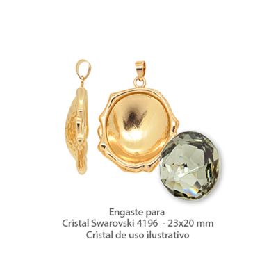 Dije Latón Dorado e-coating Base Para Swarovski® 4169 Nautilus N50012 20x23mm. Venta por unidad