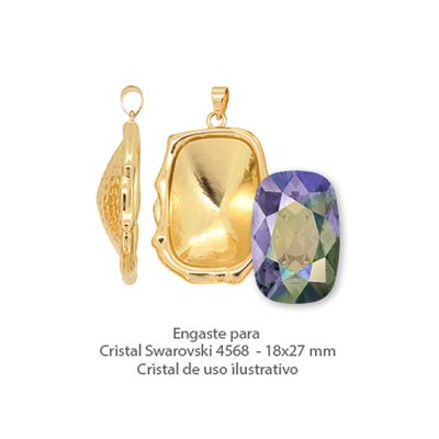 Dije Latón Dorado e-coating Base Para Swarovski® 4568 N5011 18x27mm. Venta por unidad