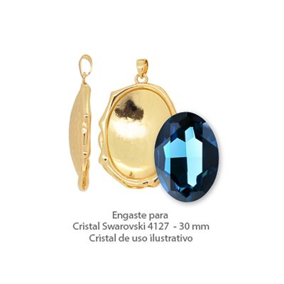 Dije Latón Dorado e-coating Base Para Swarovski® 4127 Ovalo N5012 30x22mm. Venta por unidad