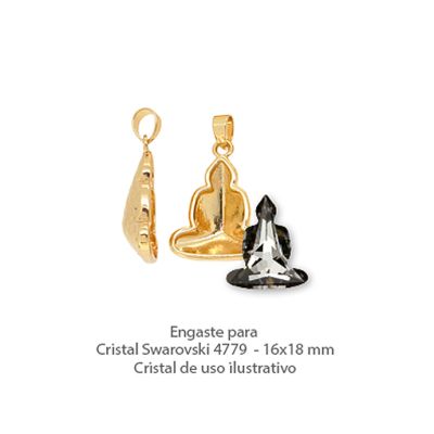 Dije Latón Dorado e-coating Base Para Swarovski® 4779 Buda N5012 16x18mm. Venta por unidad