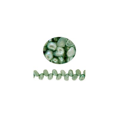 Perla Cultivada Nugget Hoja Verde Sage DG12 PE0113 4.5-5mm. Sarta por 40cm