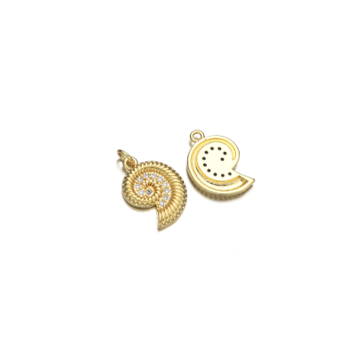 Dije Latón Dorado Charm Caracol W6001 19x14mm AAA e-coating Brillantes. Venta por Unidad