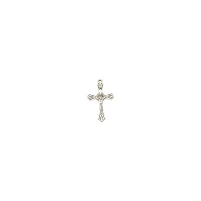 Dije Pewter Envejecido Charm Cruz Cristo 27mm. Venta por 6 Unidades