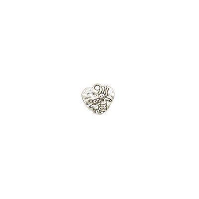 Dije Pewter Envejecido Charm Corazon Labrado Niño SM1322 15mm. Venta por 12 Unidades