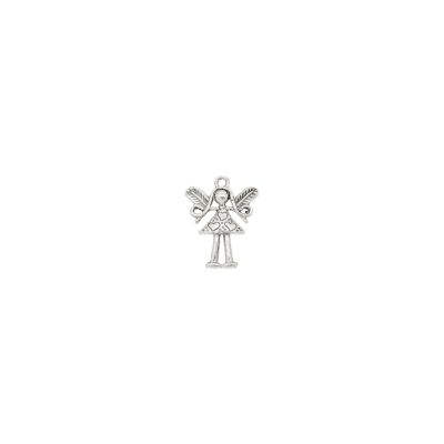 Dije Pewter Antiguo Charm Niña Angel Alas SM3190 30mm. Venta por 6 Unidades
