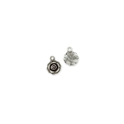 Dije Pewter Antiguo Charm Flor Envejecida SM0708 17mm. Venta por 12 Unidades