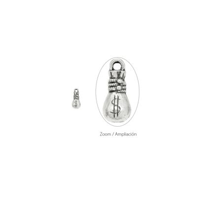 Dije Pewter Envejecido Charm Bolsa De Dinero SM1335 15mm. Venta por 12 Unidades