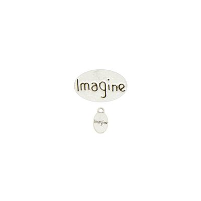Dije Pewter Envejecido Charm Ovalo SM0650 Inscripcion Imagine 15mm. Venta por 12 Unidades