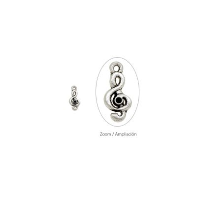 Dije Pewter Envejecido Charm Nota Musical SM0893 18mm. Venta por 12 Unidades
