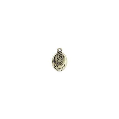 Dije Pewter Envejecido Charm Ovalo SM0650 Inscripcion Be Kind 20mm. Venta por 6 Unidades