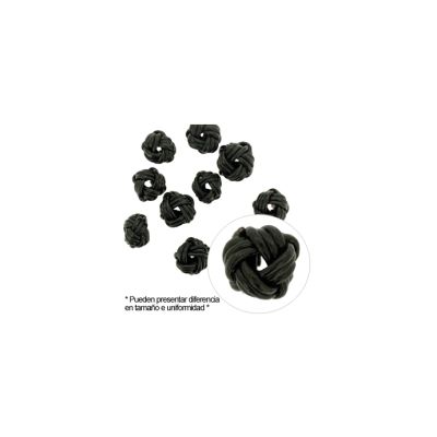 Bola Tejida Cuero Natural Negro 10-12mm. Venta por 10 Unidades