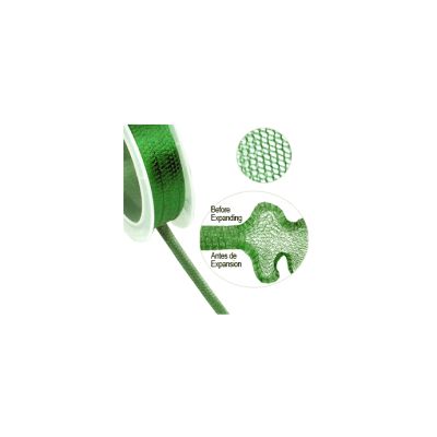 Cinta Metalica Mesh Verde Peridot Tubular 6mm. Venta por 1 Metro