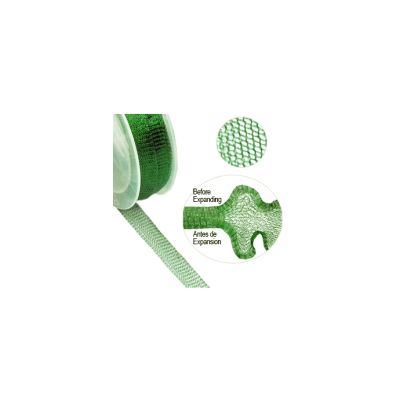 Cinta Metalica Mesh Verde Peridot Tubular 13mm. Venta por 1 Metro