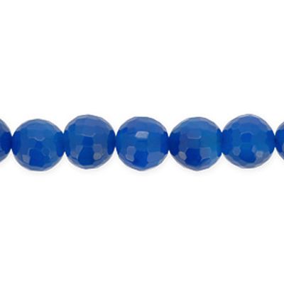 Bola Facetada Agata Azul Tinte Calor 10mm. Sarta por 38cm Aprox