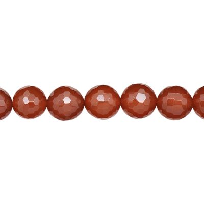 Bola Facetada Agata Cornalina Roja Calor 10mm. Sarta por 38cm Aprox