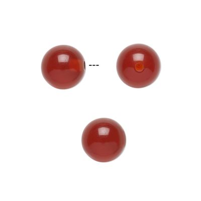 Bola Lisa Media Perforacion Agata Cornalina Roja (Calor) 10mm. Venta por 2 Unidades