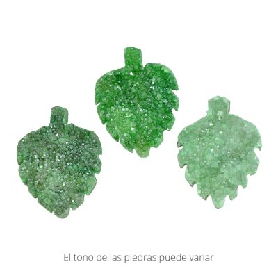 Drusa Hoja Tallada Agata Verde A (Tinte Calor) 12-14mm. Venta por Unidad