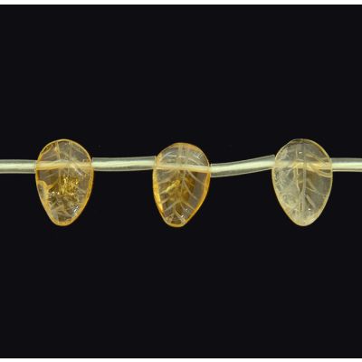 Hoja Tallada Perforacion Superior Cuarzo Citrino AB 1572 14mm. Sarta por 38cm Aprox