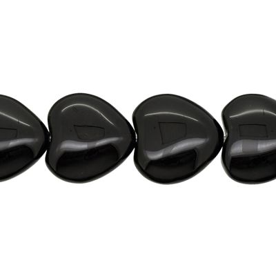 Corazon Agata Negra Onix 18mm. Sarta por 38cm Aprox