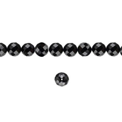 Bola Facetada Agata Negra Onix 6mm. Sarta por 38cm Aprox