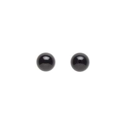 Bola Lisa Media Perforacion Agata Negra Onix 6mm. Venta por 2 Unidades