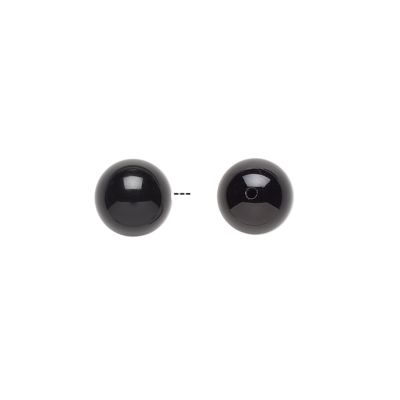 Bola Lisa Media Perforacion Agata Negra Onix 8mm. Venta por 2 Unidades