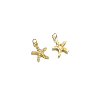 Dije Latón Dorado Charm Estrella mar C3762 15mm AAA e-coating. Venta por Unidad