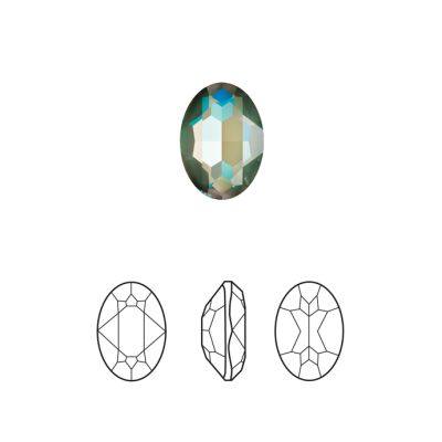 Cristal Austriaco 4120 Ovalo Facetado 14x10mm Army Green DeLite. Venta por unidad