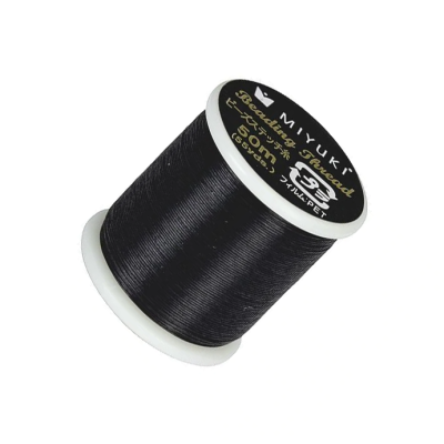 Miyuki Beading Thread Hilo pre-encerado Negro 100% Nylon 0.08mm. Rollo por 50 Metros