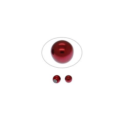 Perla Checa Redonda Media Perforacion Burgundy 6mm. Venta por 2 Unidades