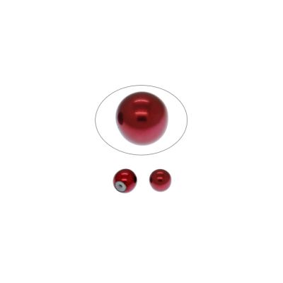 Perla Checa Redonda Media Perforacion Burgundy 8mm. Venta por 2 Unidades
