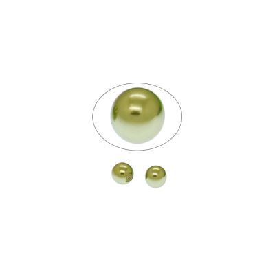 Perla Checa Redonda Media Perforacion Olivine 8mm. Venta por 2 Unidades