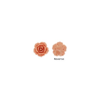 Flor Rosa Tallada Resina Hueco Pasante Rosado Coral 20mm. Venta por Unidad