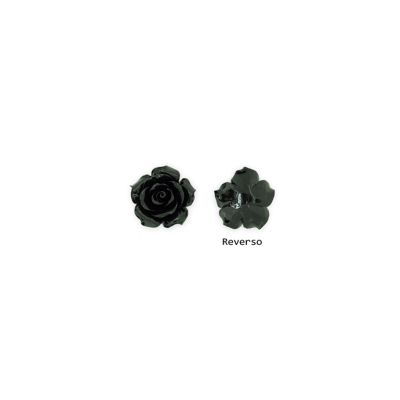 Flor Rosa Tallada Resina 25mm Negra. Venta por Unidad
